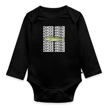 Angler Outfit ZANDER ANGLER Geburtstag Angeln - Baby Bio-Langarm-Body - Schwarz - Vorne