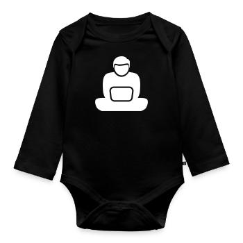 Travail sur ordinateur portable et voyages - Body Bébé bio manches longues - noir - Devant