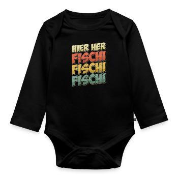 Angeln Hobby HIER HER FISCHI FISCHI FISCHI Lustig - Baby Bio-Langarm-Body - Schwarz - Vorne