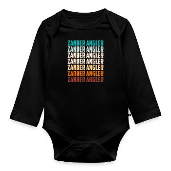 ZANDER ANGLER Lustiges Zander Angeln Donau - Baby Bio-Langarm-Body - Schwarz - Vorne