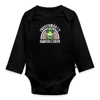Froschkostüm FROSCHWÄRTS DURCHS LEBEN Lustiges - Baby Bio-Langarm-Body - Schwarz - Vorne