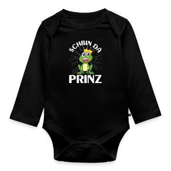Karneval Kostüm Party SCHBIN DA PRINZ Lustiges - Baby Bio-Langarm-Body - Schwarz - Vorne