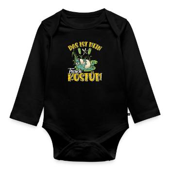 Karneval Party Frösche DAS IST MEIN FROSCHKOSTÜM - Baby Bio-Langarm-Body - Schwarz - Vorne