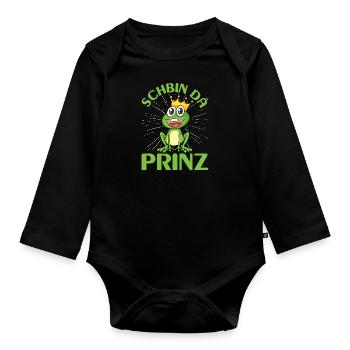 Karneval Kostüm Party SCHBIN DA PRINZ Lustiges - Baby Bio-Langarm-Body - Schwarz - Vorne
