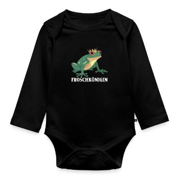 Karneval FROSCHKÖNIGIN Lustiges Frosch Kostüm - Baby Bio-Langarm-Body - Schwarz - Vorne