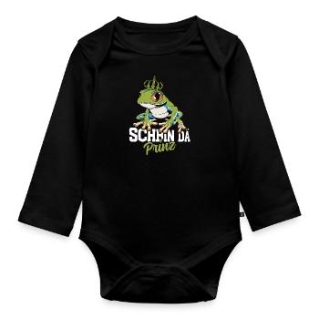 Karneval Kostüm Party SCHBIN DA PRINZ Lustiges - Baby Bio-Langarm-Body - Schwarz - Vorne