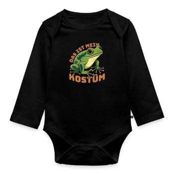 Karneval Party Frösche DAS IST MEIN FROSCHKOSTÜM - Baby Bio-Langarm-Body - Schwarz - Vorne