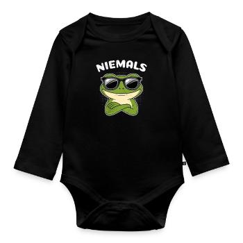 Karneval Party Sturer Frosch NIEMALS Lustiges - Baby Bio-Langarm-Body - Schwarz - Vorne
