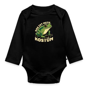 Karneval Party Frösche DAS IST MEIN FROSCHKOSTÜM - Baby Bio-Langarm-Body - Schwarz - Vorne