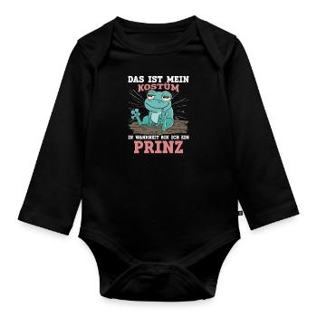 Froschkostüm DAS IST MEIN KOSTÜM BIN EIN PRINZ - Baby Bio-Langarm-Body - Schwarz - Vorne