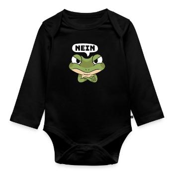 Faschingsparty NEIN Lustiger Frosch Karneval - Baby Bio-Langarm-Body - Schwarz - Vorne