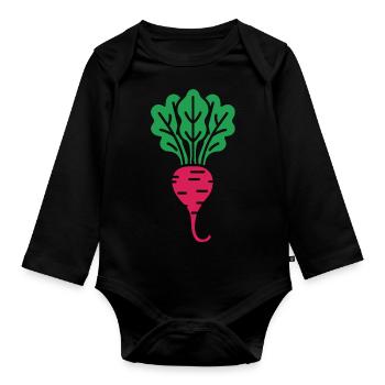 beet - Organic Longsleeve Baby Bodysuit - black - Front