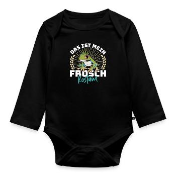 Karneval Party Frösche DAS IST MEIN FROSCHKOSTÜM - Baby Bio-Langarm-Body - Schwarz - Vorne