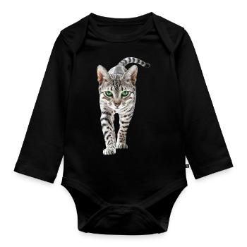 Ägyptische Mau - Baby Bio-Langarm-Body - Schwarz - Vorne