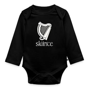 Sláinte Gaélique Irlande Drôle de la Saint-Patrick - Body Bébé bio manches longues - noir - Devant