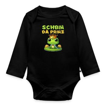 Karneval Kostüm SCHBIN DÄ PRINZ Lustiges - Baby Bio-Langarm-Body - Schwarz - Vorne