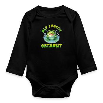 Froschkostüm ALS FROSCH GETARNT Lustiges - Baby Bio-Langarm-Body - Schwarz - Vorne
