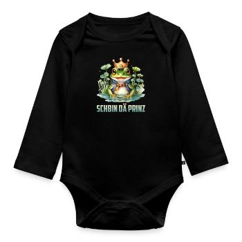 Karneval Kostüm SCHBIN DÄ PRINZ Lustiges - Baby Bio-Langarm-Body - Schwarz - Vorne