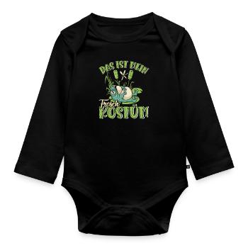 Karneval Party Frösche DAS IST MEIN FROSCHKOSTÜM - Baby Bio-Langarm-Body - Schwarz - Vorne