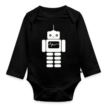 roboter - Baby Bio-Langarm-Body - Schwarz - Vorne