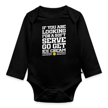 Auf der Suche nach einem Softe-Serve-Pickleball-Eis - Baby Bio-Langarm-Body - Schwarz - Vorne