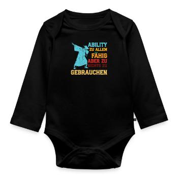 Abi ABILITY ZU ALLEM FÄHIG NICHT ZU GEBRAUCHEN - Baby Bio-Langarm-Body - Schwarz - Vorne