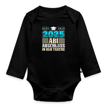 2025 ABI ABSCHLUSS IN DER TASCHE Lustiges Abi - Baby Bio-Langarm-Body - Schwarz - Vorne