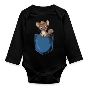 Wiesel - Baby Bio-Langarm-Body - Schwarz - Vorne