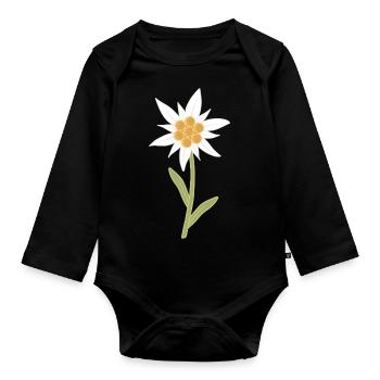 Fleur d’edelweiss - Body Bébé bio manches longues - noir - Devant