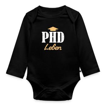 Doktorand PH.D LEBEN Doktortitel Lustiges - Baby Bio-Langarm-Body - Schwarz - Vorne