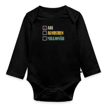 ABI AUSRUHEN MILLIONÄR Abiturient Lustiges - Baby Bio-Langarm-Body - Schwarz - Vorne