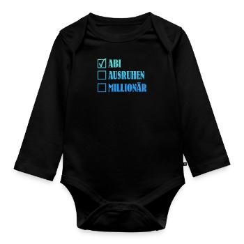 ABI AUSRUHEN MILLIONÄR Abiturient Lustiges - Baby Bio-Langarm-Body - Schwarz - Vorne