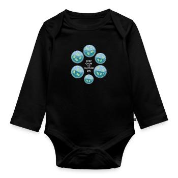 Keep Calm and Culture On Design - Organic Longsleeve Baby Bodysuit - black - Front