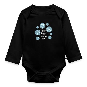 Restez calme et cultivez sur les bactéries - Body Bébé bio manches longues - noir - Devant
