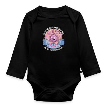 Cell Division Champion Cartoon - Baby Bio-Langarm-Body - Schwarz - Vorne