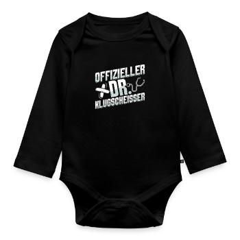 Doktortitel OFFIZIELLER DR. KLUGSCHEIßER Lustiges - Baby Bio-Langarm-Body - Schwarz - Vorne
