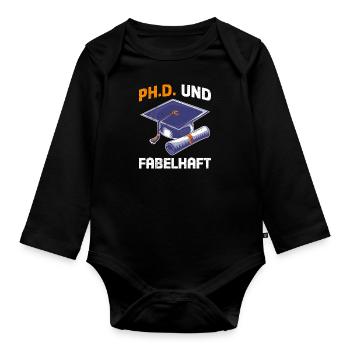 PH.D UND FABELHAFT Doktorand Lustiges - Baby Bio-Langarm-Body - Schwarz - Vorne