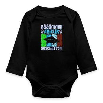 ABITUR GESCHAFFT!! Abi Geschafft Lustiges - Baby Bio-Langarm-Body - Schwarz - Vorne