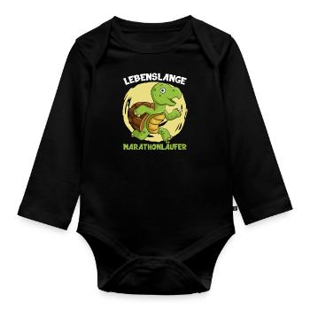 Läufer LEBENSLANGE MARATHON LÄUFER Lustiges - Baby Bio-Langarm-Body - Schwarz - Vorne