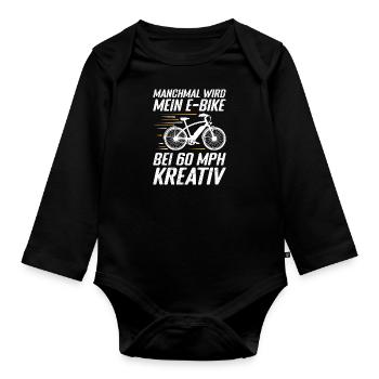 Elektro Fahrrad MANCHMAL WIRD MEIN E-BIKE KREATIV - Baby Bio-Langarm-Body - Schwarz - Vorne