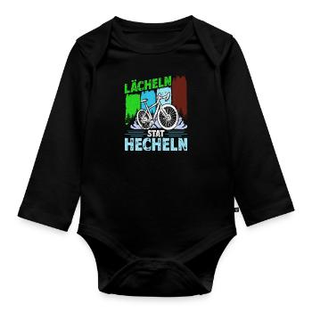 Elektro Fahrrad LÄCHELN STATT HECHELN Lustiges - Baby Bio-Langarm-Body - Schwarz - Vorne