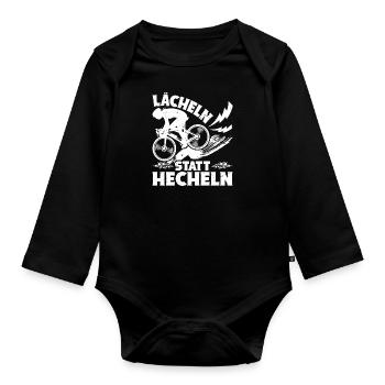 Elektro Fahrrad LÄCHELN STATT HECHELN Lustiges - Baby Bio-Langarm-Body - Schwarz - Vorne