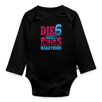 Läufer DIE 6 STUFEN EINES MARATHONS Laufen Lustig - Baby Bio-Langarm-Body - Schwarz - Vorne