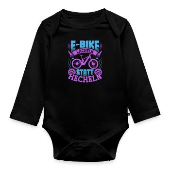 Elektro Fahrrad LÄCHELN STATT HECHELN Lustiges - Baby Bio-Langarm-Body - Schwarz - Vorne
