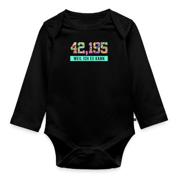 Läufer 42.195 WEIL ICH ES KANN Laufen Lustiges - Baby Bio-Langarm-Body - Schwarz - Vorne