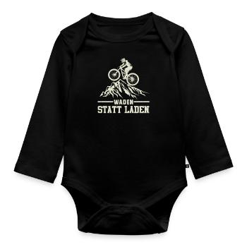 Radeln WADEN STATT LADEN Radfahrer Lustiges - Baby Bio-Langarm-Body - Schwarz - Vorne
