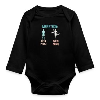 Freundin DEIN PRINZ MEIN KÖNIG Lustiges - Baby Bio-Langarm-Body - Schwarz - Vorne