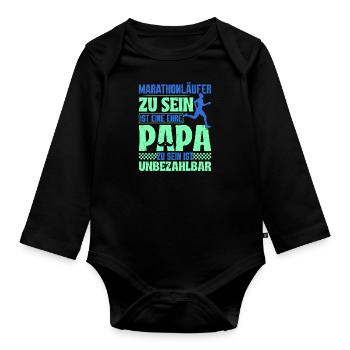 Papa MARATHON LÄUFER ZU SEIN EINE EHRE Lustiges - Baby Bio-Langarm-Body - Schwarz - Vorne