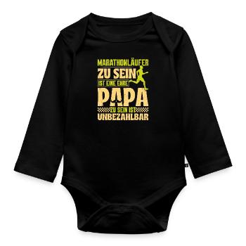 Papa MARATHON LÄUFER ZU SEIN EINE EHRE Lustiges - Baby Bio-Langarm-Body - Schwarz - Vorne