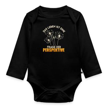 Philosophe DAS LEBEN EINE FRAGE DER PERSPEKTIVE - Baby Bio-Langarm-Body - Schwarz - Vorne